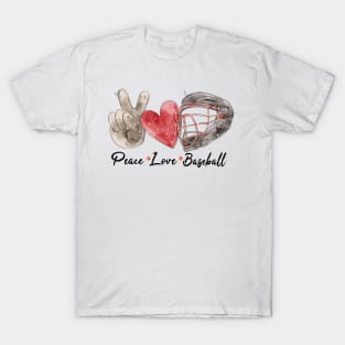 Peace love Baseball. T-Shirt